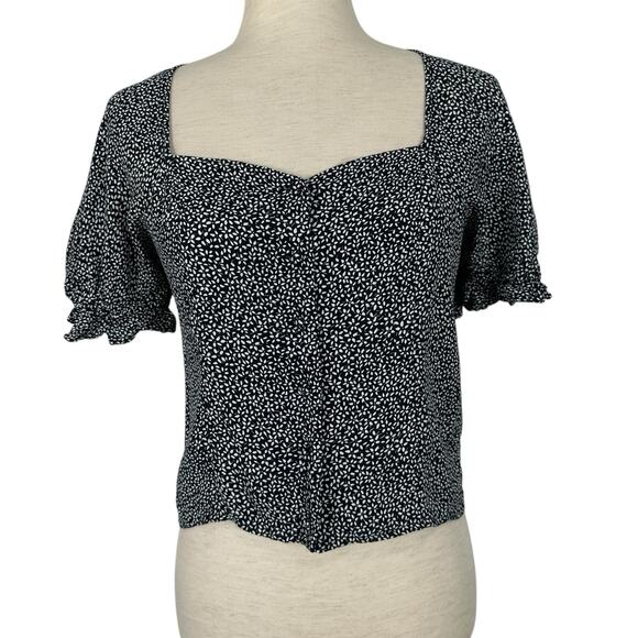 Other Stories Top Women Small EU 36 Coquette Black Ditzy Floral Milkmaid Cottage - Picture 2 of 16